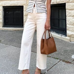 NWT Madewell Perfect Vintage Wide Leg Crop Jeans Marlow White Size 24